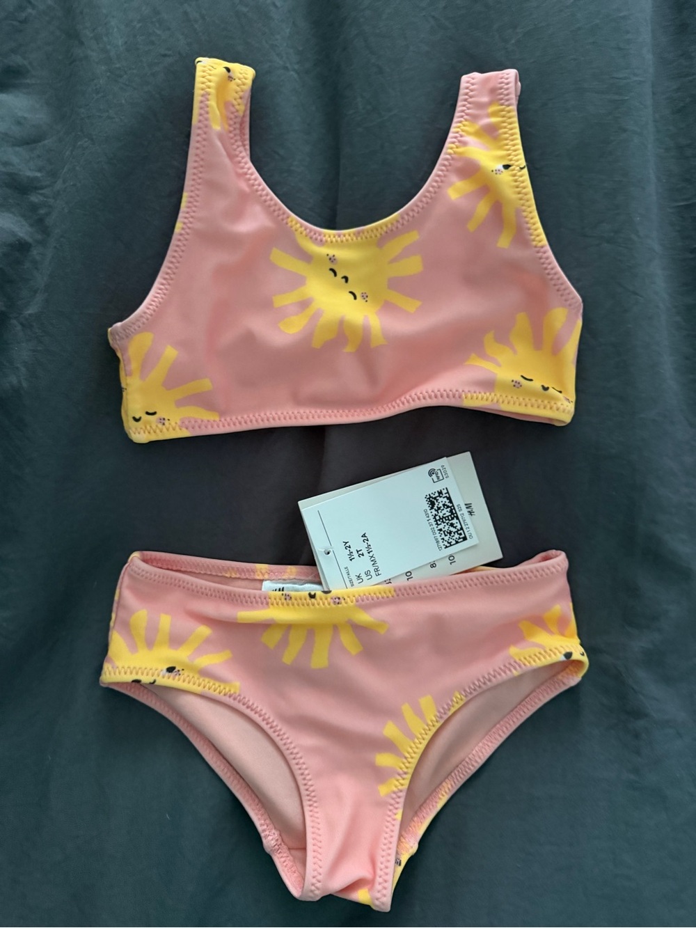 H&M Pink Bikini Set with Yellow Sun Prints